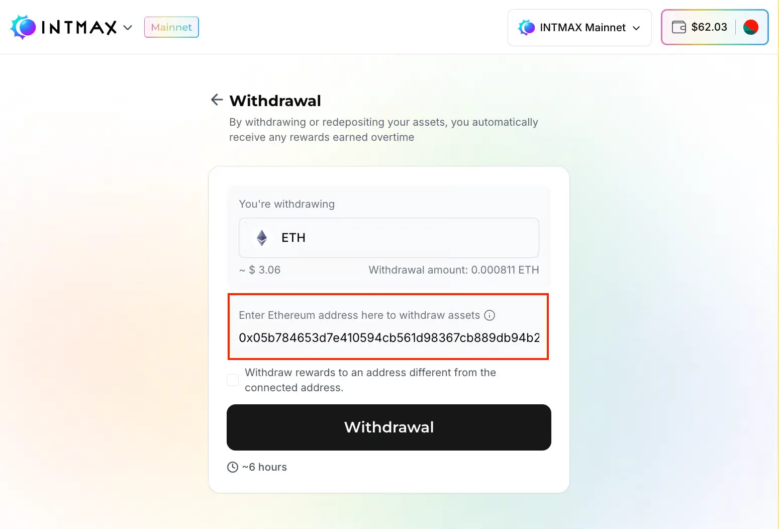 Withdraw Rest Amount