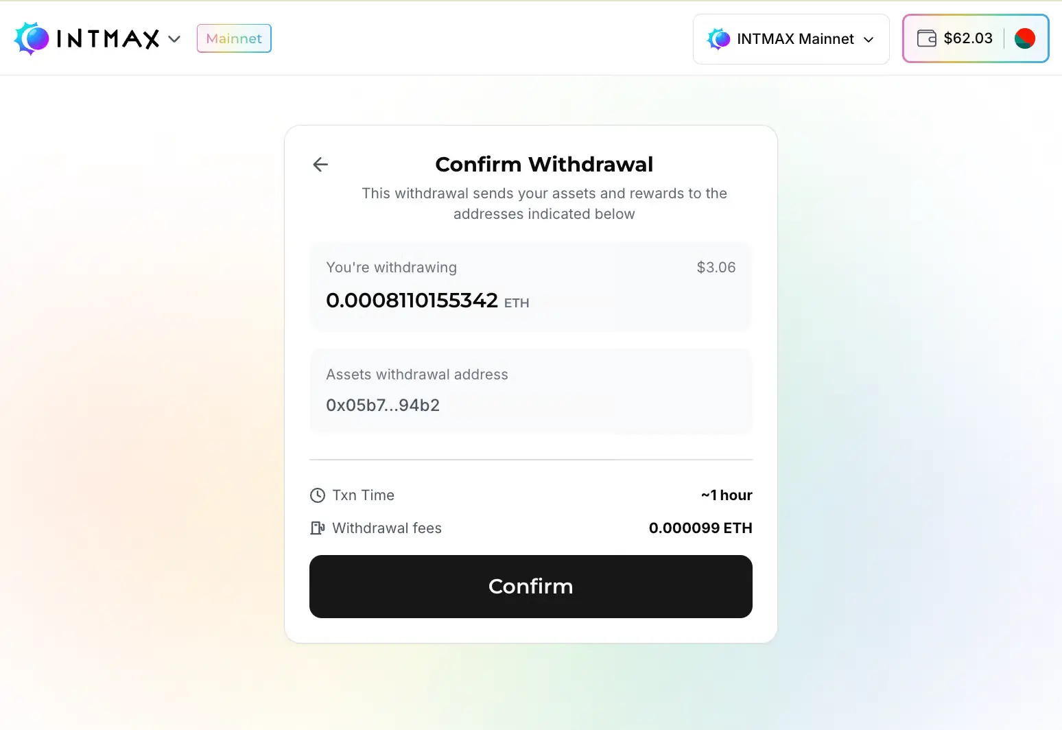 Withdraw Rest Amount