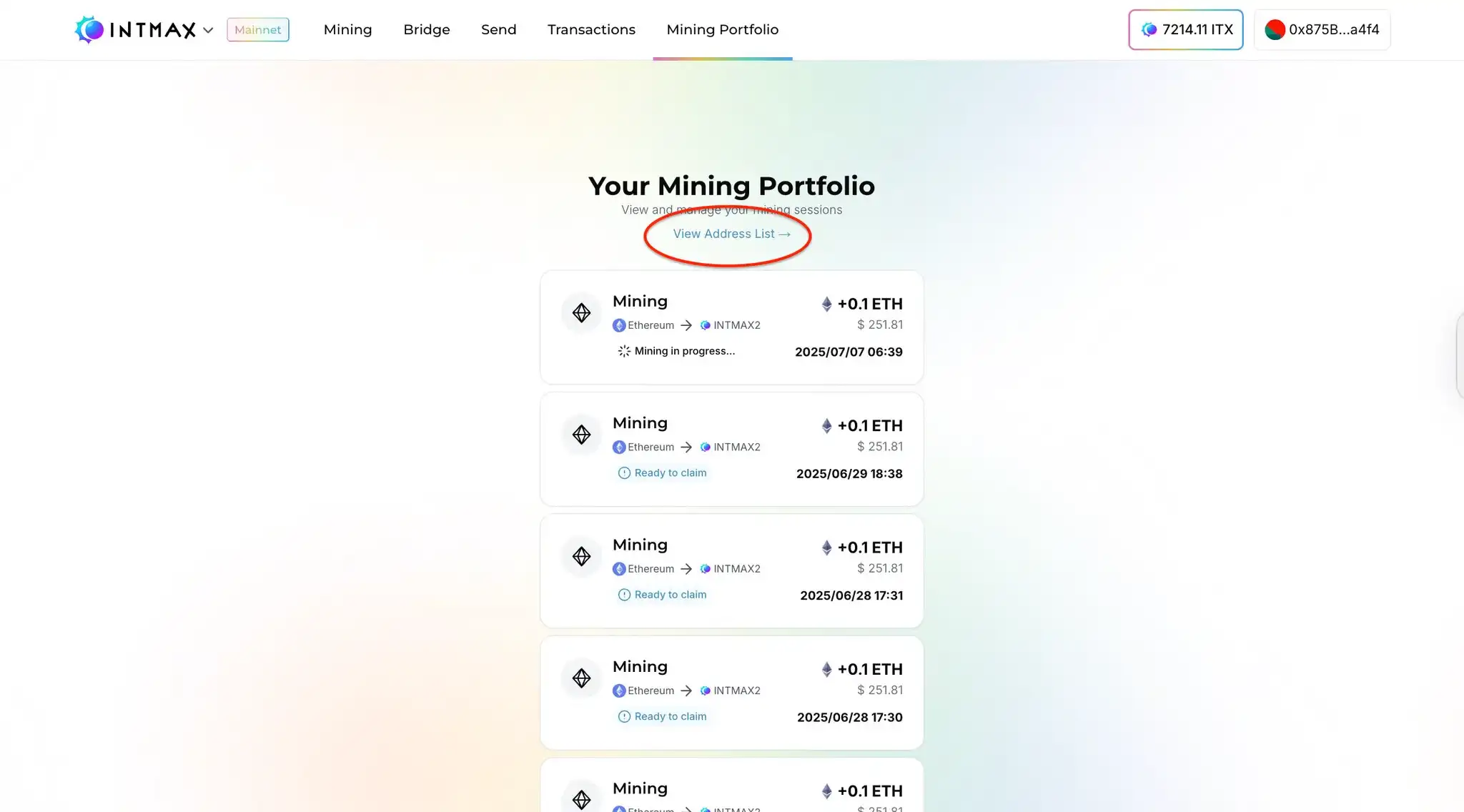 Mining Address List